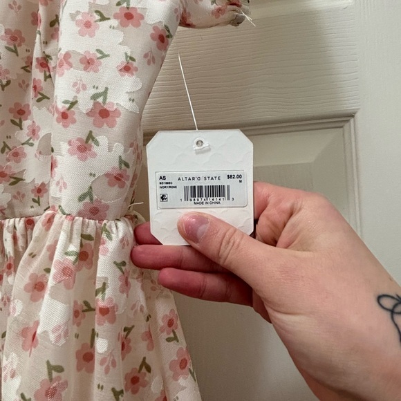 Altar'd State Pink Floral Puff Sleeve Dress - Picture 2 of 4